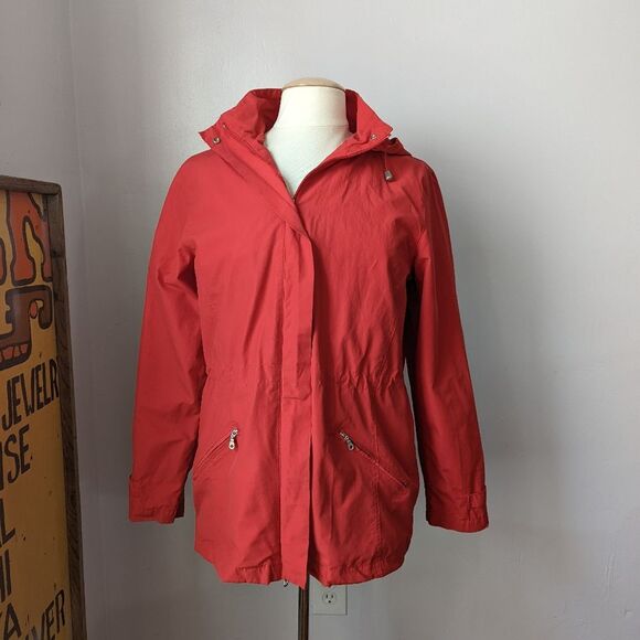 Vintage Bright Red Raincoat Windbreaker by Cherokee Size S - Picture 3 of 10